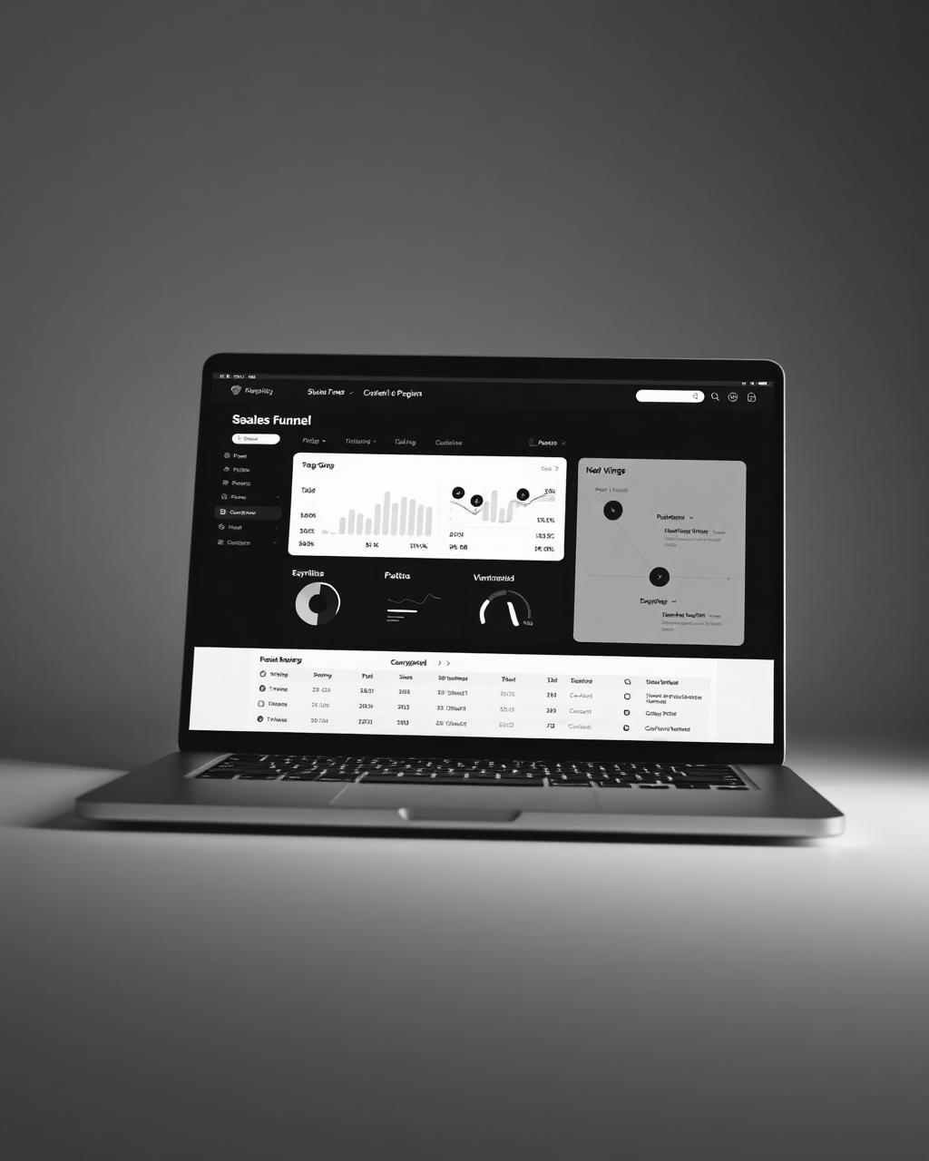 SOMOS sales funnel dashboard shown on a laptop screen